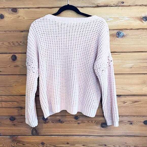 No Boundaries Pink Crochet Knit Pullover Sweater Shirt Size Large - Picture 3 of 6